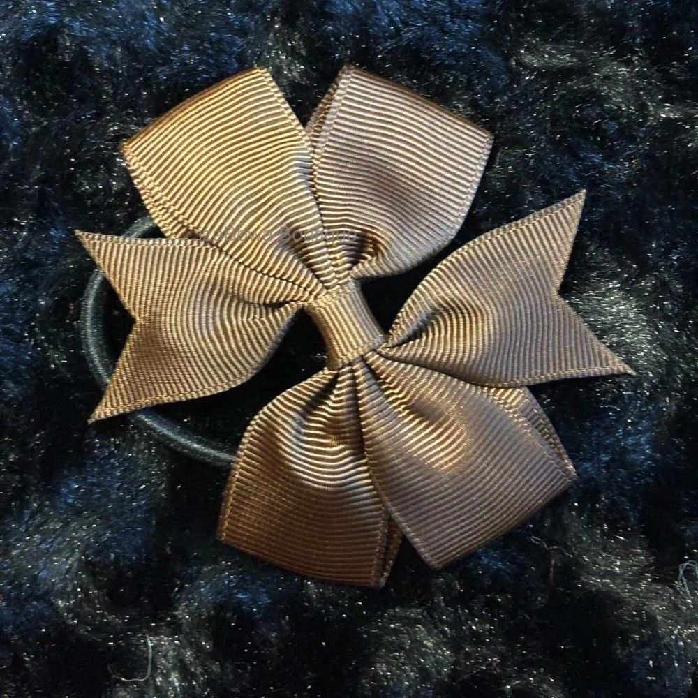 SET of Brown 3" Pinwheel Bow Ponytail  PO4090   HAND CRAFTED  Boutique